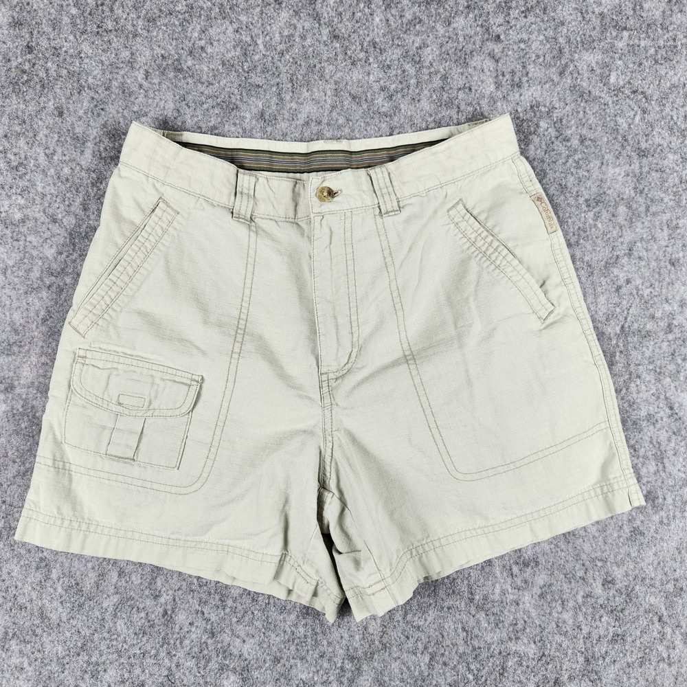 VTG‎ Columbia Cargo Shorts Women 8 Beige Hiking Outdoor Ripstop Utility Gorpcore